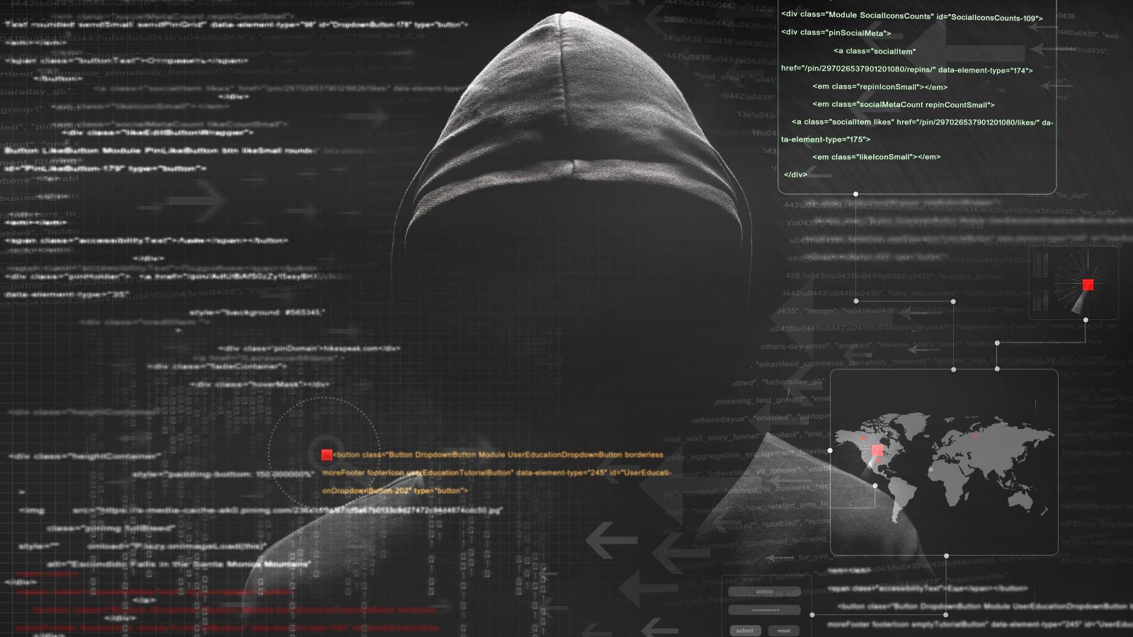 Image of hacker in dark hoody.